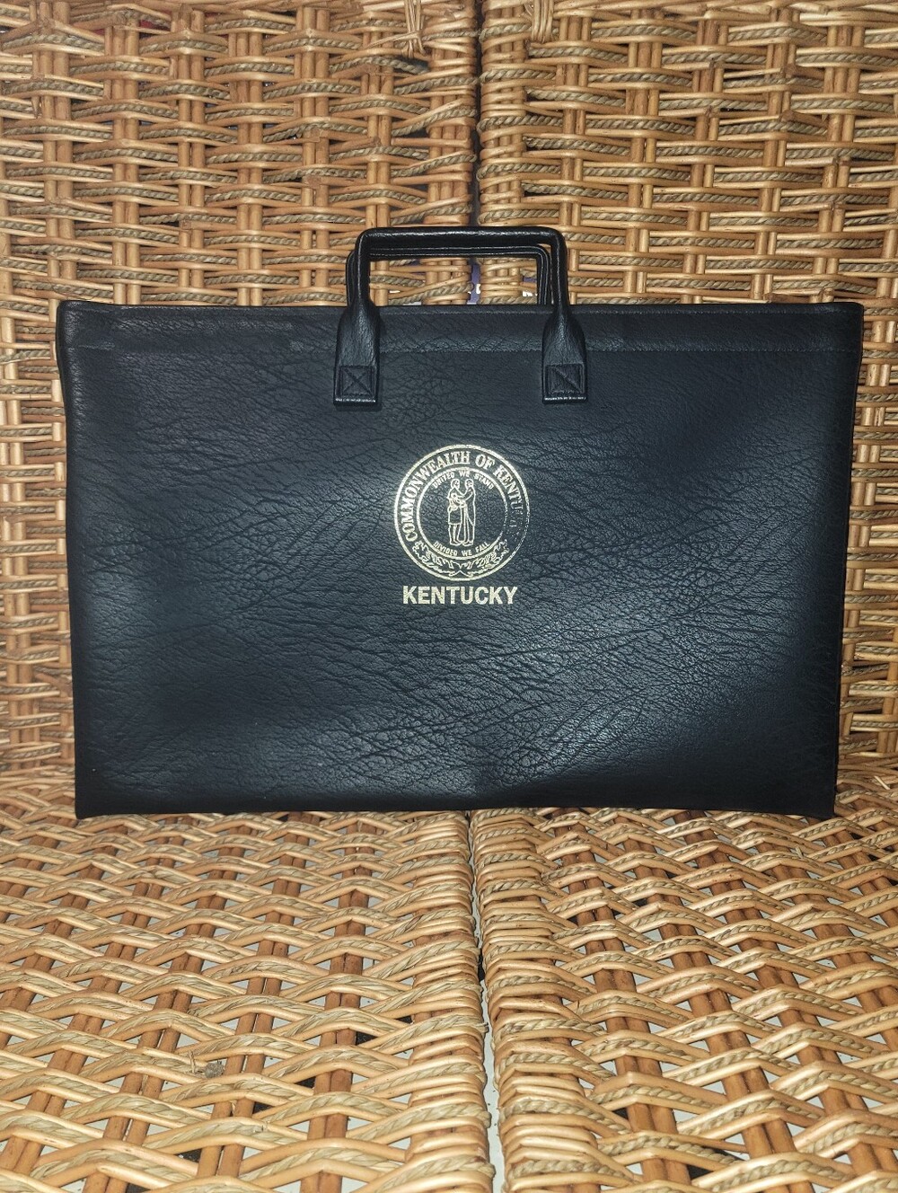 Vintage American Portfolio Co Kentucky State Seal Black Briefcase Document Bag